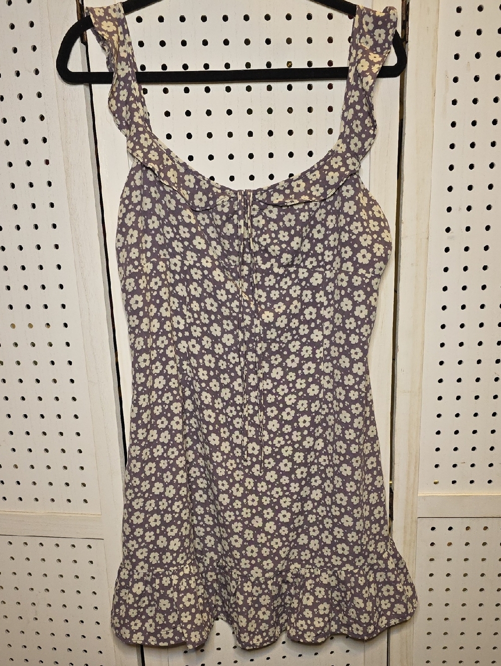 Pink Lily Lavender Floral Ruffle Mini Dress Large